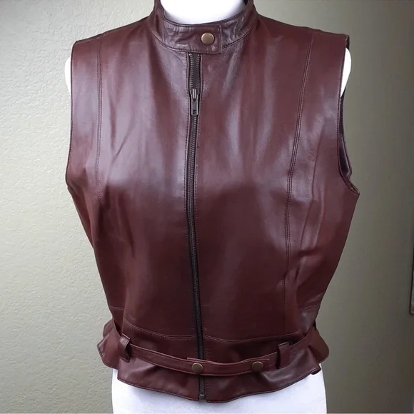Cabi Brown Leather Belted Vest - Picture 4 of 6